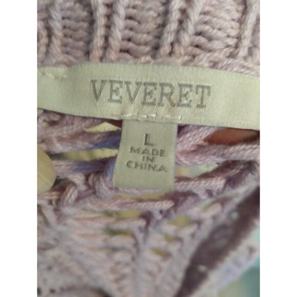 Veveret Top Open Knit Crochet Lavender Sz L Beach Boho Fairy - Picture 8 of 10